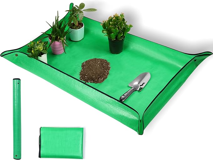 Plant Repotting Mat,Extra Large Waterproof Potting Mats,Foldable Potting Mat for Indoor Plant Transplanting and Dirt Control,Portable Gardening Mats for Repotting(43''*30'',Green) - Bloomnest