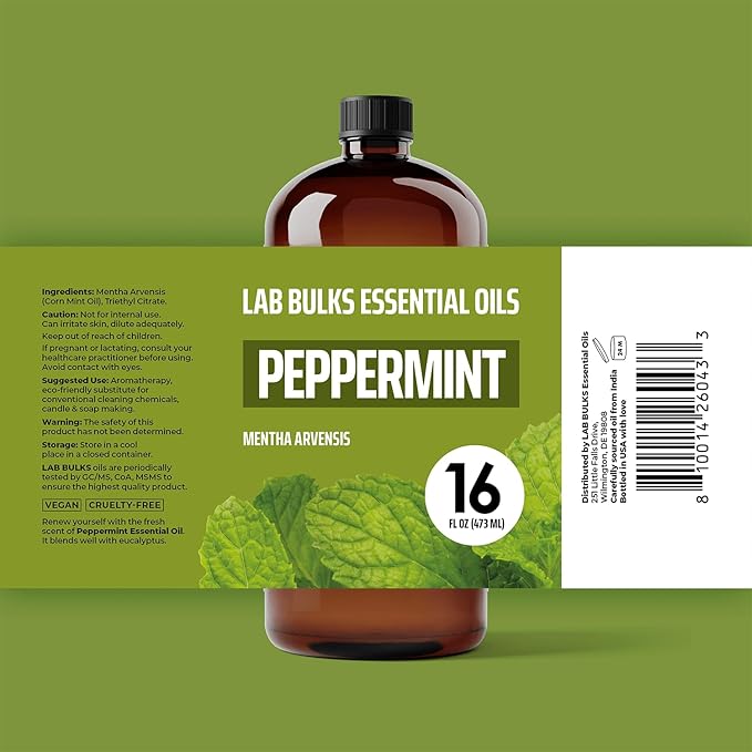 Lab Bulks Essential Oil Peppermint Essential Oil (16 oz, 2 Pack) – Bulk Peppermint Oil for Diffusers, Candles, Cleaning & Sprays - Bloomnest