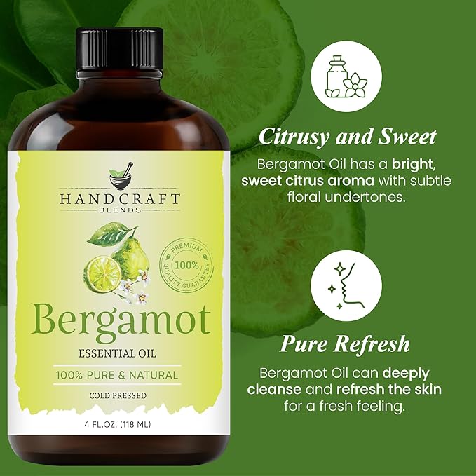 Handcraft Blends Bergamot Essential Oil – Huge 4 Fl Oz – 100% Pure and Natural – Premium Grade Essential Oil for Diffuser and Aromatherapy, Skin, Massage, Candle and Soap Making Fragrance - Bloomnest