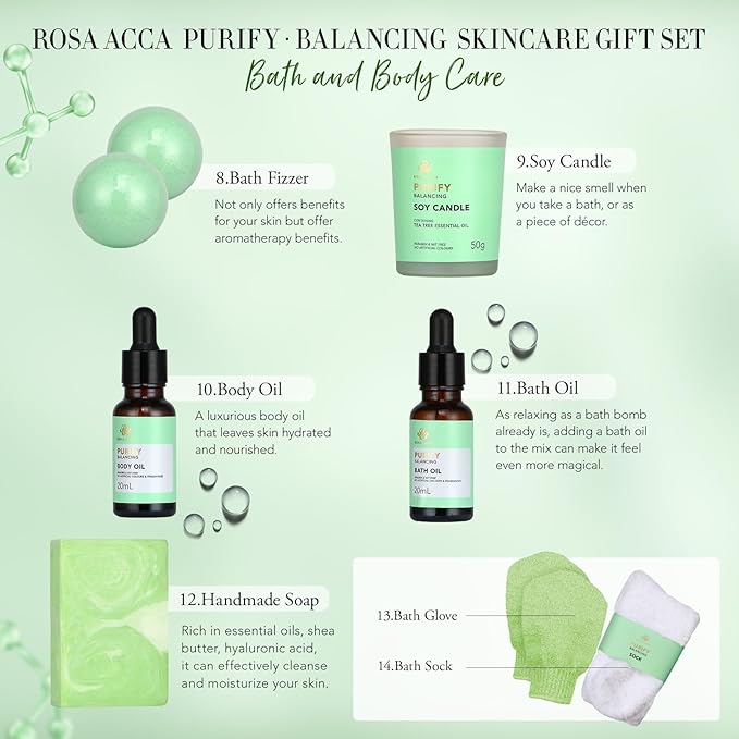 30pcs Valentines Day Gifts for Men & Women, Facial Skin Care Set & Spa Ki, Self-Care Relaxation Gift, Skin Care Collection, Tea Tree Essential Oil, Serum, Dad, Mother's Day, Christmas, Birthday - Bloomnest