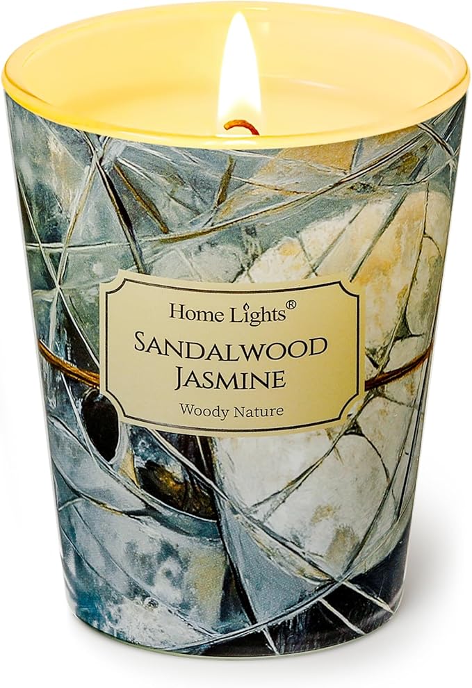 HomeLights Soy Wax Candles for Home Scented, 1-Wick Candles in Sandalwood Jasmine Scented, Industrial Chic Aromatherapy Candles Gift for Parties, Relaxing, 6.7oz - Bloomnest
