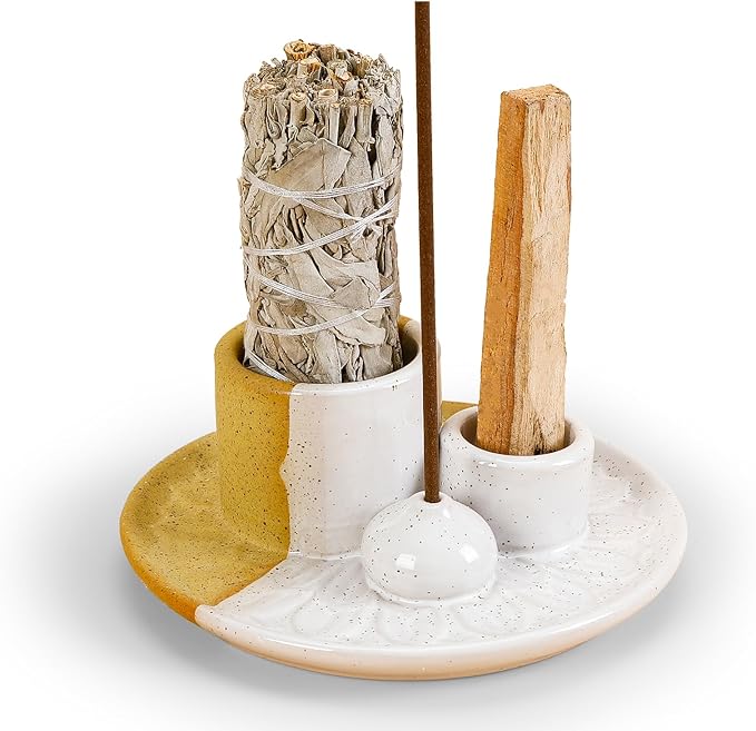 Palo Santo Sticks Holder, Multi-Purpose Handmade Ceramic Incense Burner for Palo Santo Incense Sticks, Sage Holder for Burning, Ash Catcher Tray for Meditation Yoga Room (Terracotta) ToolSentryX