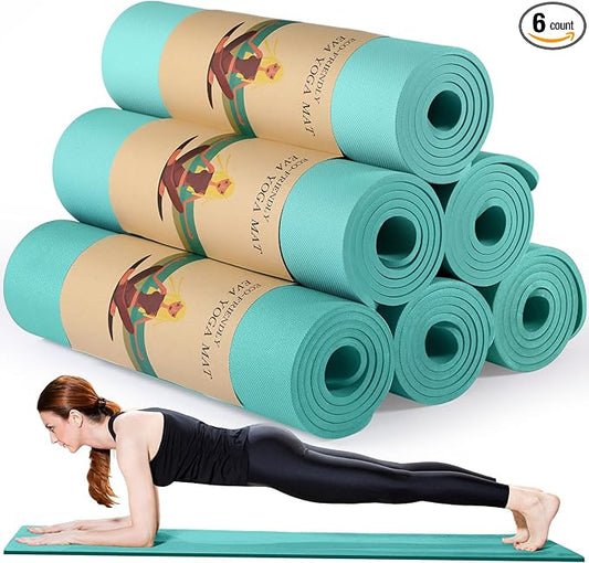 Timgle 6 Pcs 10mm Thick Yoga Mat Bulk, 68 x 24 Inches, Anti-Slip Tear-Resistant Exercise Mat for Adult Fitness, Stretching, Workout and Studio - Bloomnest