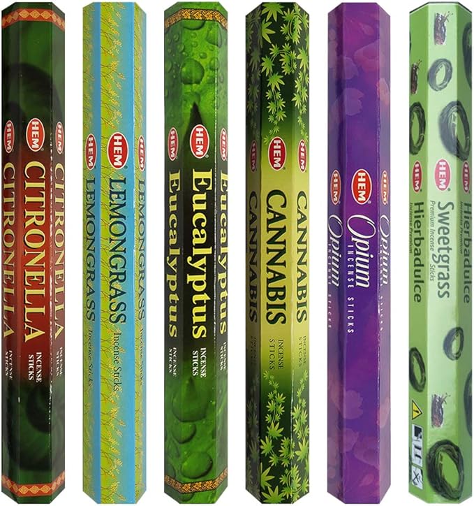 Hem Incense Sticks Variety Pack #26 and Incense Stick Holder Bundle with 6 Herbal Fragrances - Bloomnest