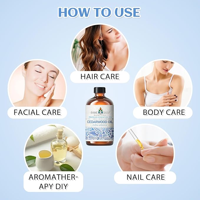 EVOKE OCCU Cedarwood Essential Oil for Air Freshening, Hair Care, Add to Spray Diffuser Conditioner - 4 Fl Oz - Bloomnest