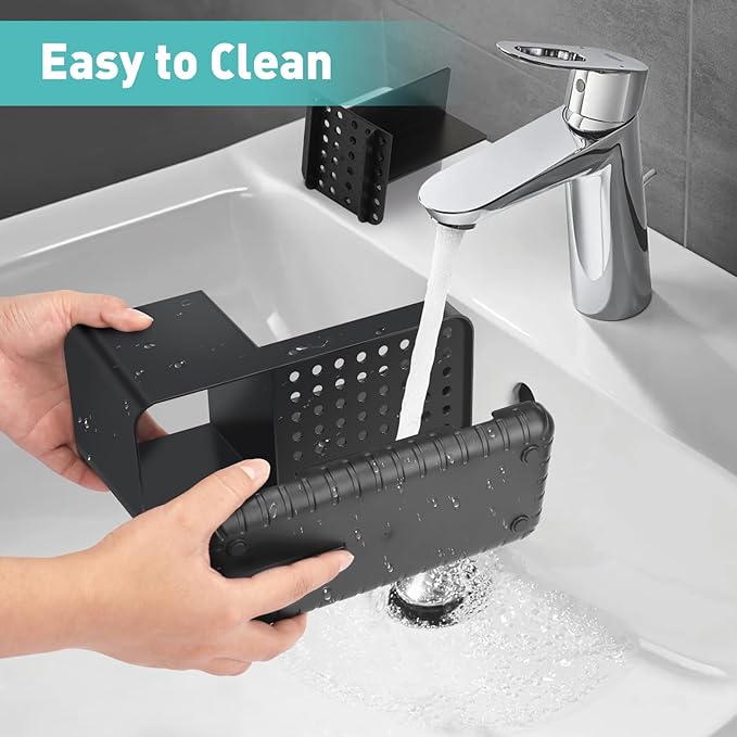 Toothbrush Holders for Bathrooms, Kids Electric Toothbrush and Toothpaste Holder, Toothbrush Organizer with Drainage, Tooth Brush Holder for Bathroom Countertop Organizer (Black) - Bloomnest