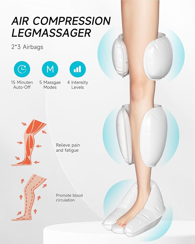 ALLJOY Leg Massager for Circulation and Pain Relief FSA, Gifts for Men Women Dad Mom, Leg Massager with Heat and Compression, 2 Heat 5 Modes 4 Intensities 4 Extenders - Bloomnest