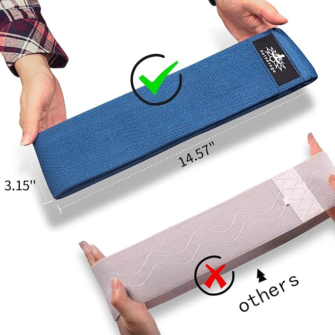Hatha Yoga Large Resistance Band,14.5" x3.15",Fabric Exercise Loop Bands with Instruction Guide and Carry Bag, Set of 3. - Bloomnest