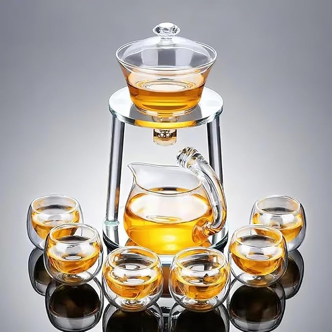 Semi Automatic Tea Set, Lazy Kungfu Tea Set, Lazy Kung Fu Drip Teapot, Magnetic Tea Pot With Magnetic Ball, Heat Resistant Gongfu Glass Teapot Set, Gift For Fathers Day, Thanksgiving Birthdays - Bloomnest