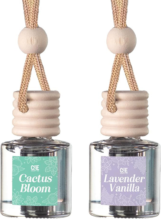 CANDECraftCo Car Air Hanging Fragrance Oil, Car Auto Freshener for Essential Oils, Scents Fragrance Aromatherapy Automobile Diffuser, Long Lasting (Cactus Bloom + Lavender Vanilla) - Bloomnest
