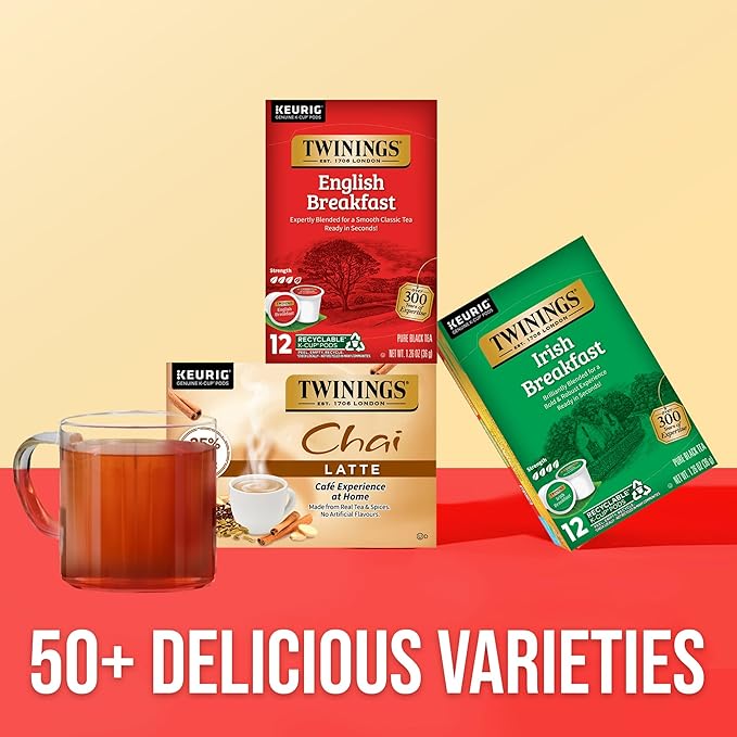 Twinings English Breakfast Black Tea 72 K-Cup Pods for Keurig, 12 Count (Pack of 6) Smooth, Flavourful, Robust, Caffeinated, Enjoy Hot or Iced - Bloomnest