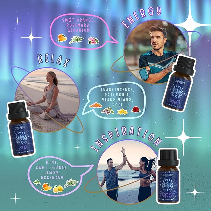 SALUBRITO Essential Oils Set, Wellness Aromatherapy Oil for Diffuser, Home, Candle, soap Making, Natural Blend Oils Gift for Women and Men, 6x10ml - Bloomnest