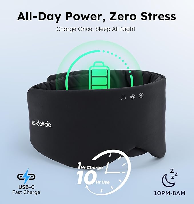 Luxury Bluetooth 5.4 Sleep Mask for Adults - Ice Fiber Cooling & HD Sound, 100% Light Blocking Adjustable Eye Cover for Travel & Side Sleepers - Soft Sleep Headphones with 10H Playtime - Bloomnest