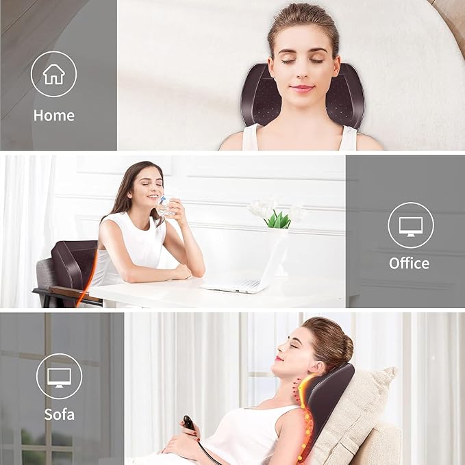 Boriwat Back Massager with Heat, Massagers for Neck and Back, 3D Kneading Massage Pillow for Back, Neck, Shoulder, Leg Pain Relief, Gifts for Men Women Mom Dad, Stress Relax at Home Office and Car Boriwat
