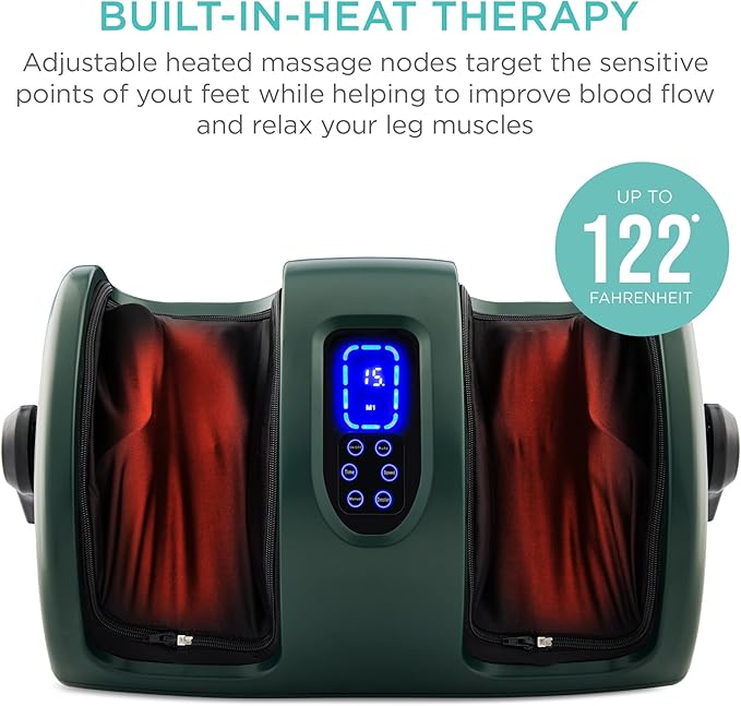 Best Choice Products Heated Shiatsu Foot Massager for Pain Relief, Plantar Fasciitis, Neuropathy, Blood Circulation w/Compact Design - Dark Green - Bloomnest