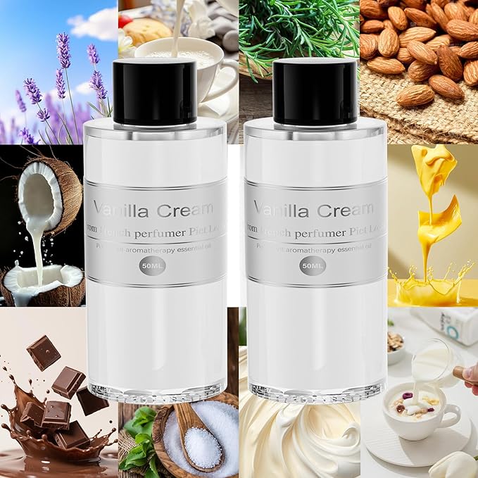 Amor Lyris 2 Packs Essential Oil Refill for Smart Car Air Freshener, 3.5OZ Car Diffuser Refill, Aromatherapy Perfume Refill Can be Used for 4-8 Months, Made with Natural Plant Extracts, Vanilla Cream - Bloomnest