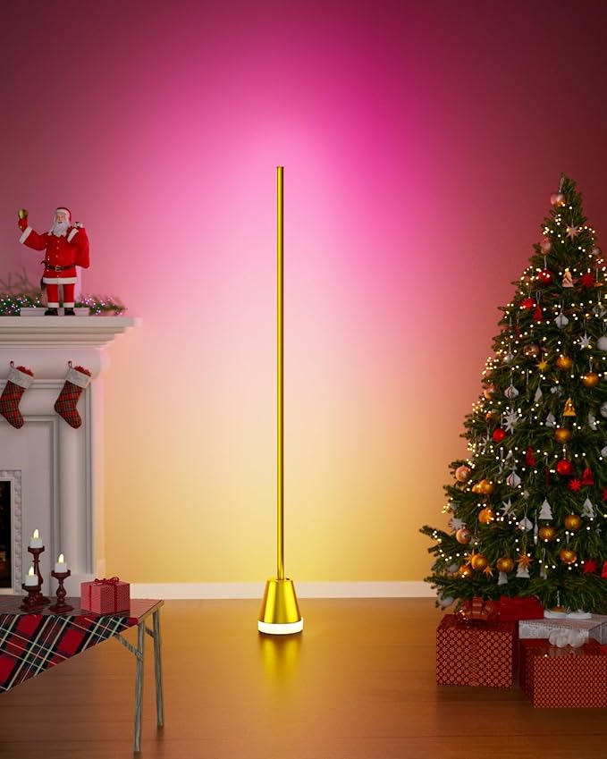 Keepsmile Smart RGB LED Corner Floor Lamp,172 LEDs Bright Standing Lamps for Living Room with APP and Remote,Modern Floor Lamp with Music Sync and 16 Million Colors, Ambient Lighting for Bedroom Gold - Bloomnest
