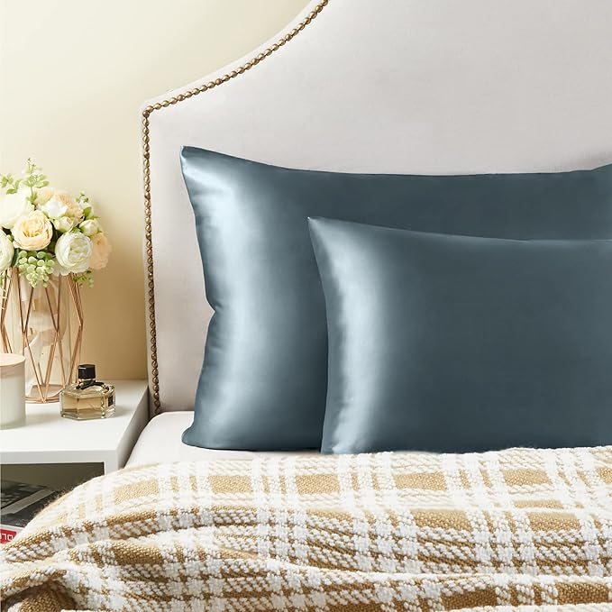 BEDELITE Satin Pillowcase for Hair and Skin, Super Soft and Cooling Similar to Silk Pillow Cases 2 Pack with Envelope Closure, Gift for Women Men(20"x40" King Size, Space Grey) - Bloomnest