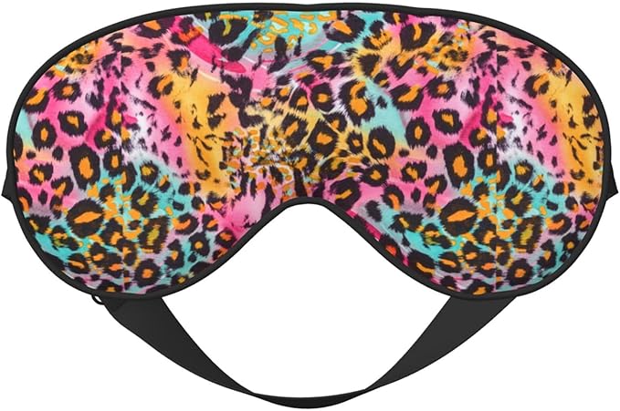 Sleep Eye Mask Pink Blue Leopard Sleep Mask for Women Men Comfortable Eye Mask with Adjustable Strap Soft Eye Cover Blindfold for Travel Yoga Nap Shift Work - Bloomnest