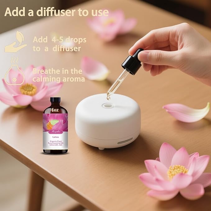 Lotus Fragrance Oil-Lotus Essential Oil 4.33oz (130ml)-100% Pure Natural Scent for Diffusers, Candles, Soap Making & Aromatherapy-Relaxing Home & Gift Essential Oil for Bath, Massage - Bloomnest