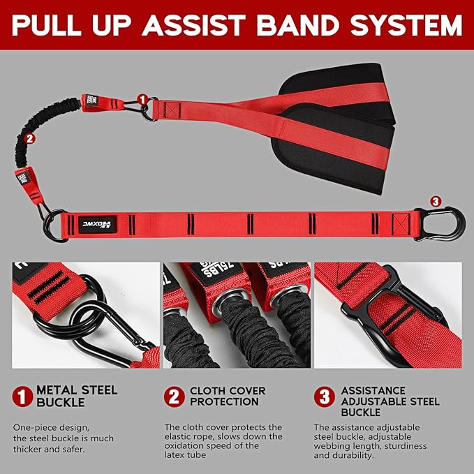 Pull Up Assistance Bands, Adjustable Heavy Duty Resistance Band for Pull Up, 3 Pull Up Bands, Comfortable Fabric Feet/Knee Rest, Assistance Bands for Pull-Up, Home Fitness, Body Stretching - Bloomnest