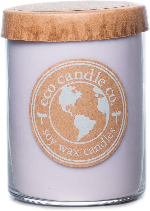 ECO CANDLE CO. Recycled Candle, Lavender Dreams, 18 oz. Double Wick - Scents of Lavender, Lilac, Sage, & Mimosa - 100% Soy Wax, No Lead, Kraft Paper Label & Lid, Hand Poured, Midwest Grown Soybeans - Bloomnest