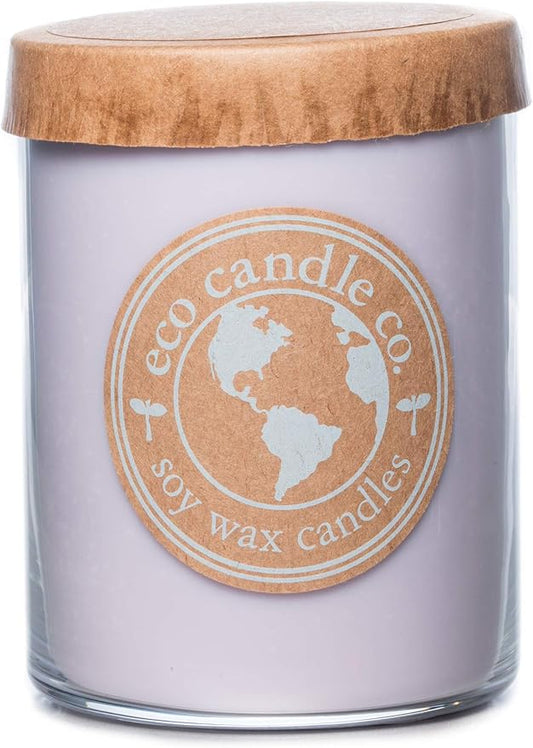 ECO CANDLE CO. Recycled Candle, Lavender Dreams, 18 oz. Double Wick - Scents of Lavender, Lilac, Sage, & Mimosa - 100% Soy Wax, No Lead, Kraft Paper Label & Lid, Hand Poured, Midwest Grown Soybeans - Bloomnest