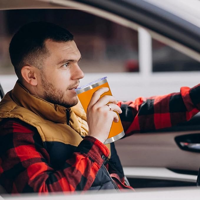 20 oz Tumbler Coffee Travel Tumblers Bulk with Lid Stainless Steel Double Wall Vacuum Insulated Mug Powder Coated Cups fit Car Cupholder for Hot and Cold - Orange, 8Pack - Bloomnest