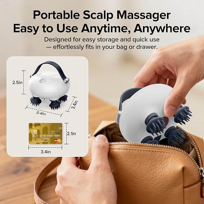 Scalp Massager, Head Massager Scalp with Tangle-Resistant Design, Portable Head Massager, Hair Massagers with 12 Massage Heads, 3 Modes, Mothers Day Gifts, Father Day Gifts for Mom, Dad IOOKNA