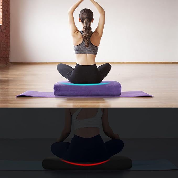 HOMBYS Shredded Foam Yoga Bolster Pillow for Restorative Yoga & Meditation, Versatile Rectangular Yoga Support Pillow Premium Meditation Cushion with Washable Velvet Cover& Carry Handle - Bloomnest