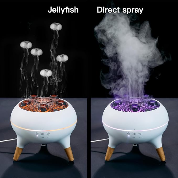 Essential Oil Diffuser 250ML,Jellyfish Diffuser Air Humidifiers Sound Pickup Ultrasonic Aromatherapy Diffuser Remote Control 7 Color Lights for Home Bedroom Office Hotel(White) - Bloomnest