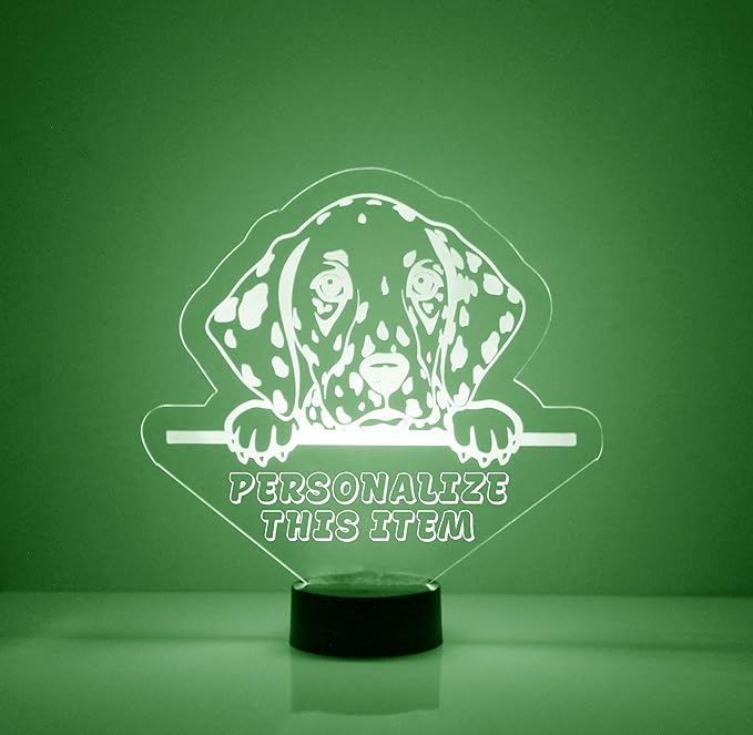 Custom Dog LED Sign Night Light Lamp with Remote, Light Up Display with Personalized Name or Image, Customized, Made in The USA, Clear Acrylic Home Decor Design with 16 Colors, 4 Modes (Dalmation) - Bloomnest