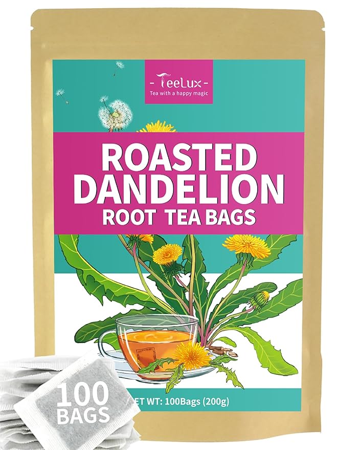 TeeLux Roasted Dandelion Root Tea Bags, Premium Natural Dandelion Root Herbal Tea, Caffeine Free, 100 Tea Bags - Bloomnest