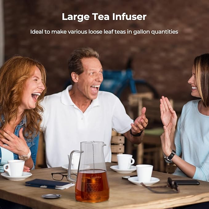 Reinmoson Large Tea Infuser for Loose Tea & Spice Infuser for Cooking, Extra Fine Mesh Tea Strainers, 304 Stainless Steel Loose Leaf Tea Steeper for Black Tea, Rooibos, etc