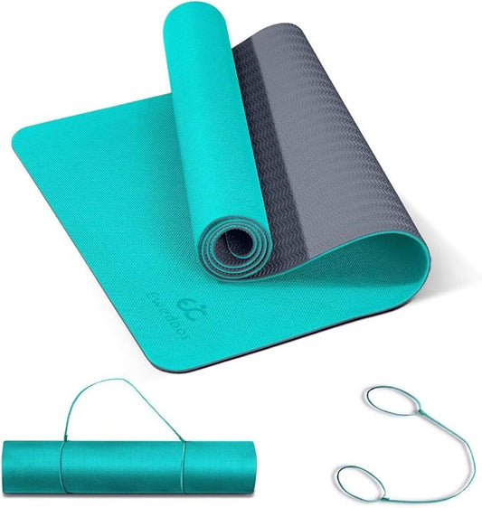 Ewedoos Eco Friendly Yoga Mat Thick TPE Yoga Mat Non Slip Yoga Mats Anti-tear Exercise Workout Mat for Women Men Kids Yoga, Pilates and Fitness