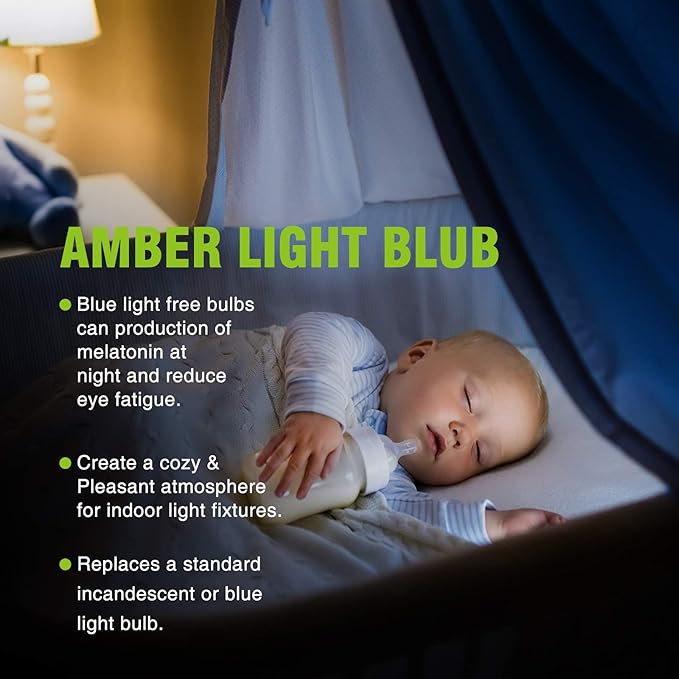 Neporal Amber Light Bulbs 9W, Soft Warm Sleep Light Bulbs 60W Equivalent, Blue Light Blocking Amber Night Light 1800K, Bedtime Light Bulb for Healthy Sleep,1Pack - Bloomnest