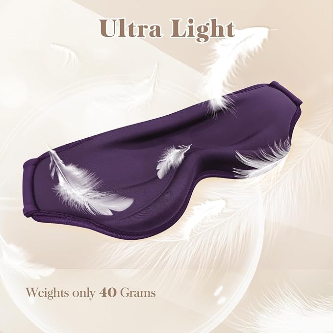 3D Cooling Eye Mask Sleep Mask for Men & Women, 100% Pressure-Free & Light Block-Out Eye Mask for Sleep with Easy Adjustable Strap, Night Eye Cover for Travel, Purple - Bloomnest