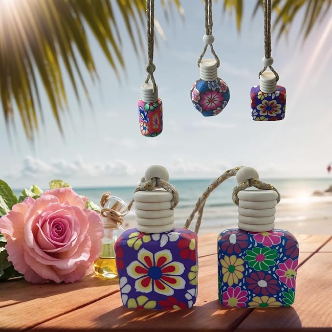 20Pcs 15ml Glass Car Diffuser Bottles Empty Bulk,Hanging Car Diffusers for Essential Oils,Refillable Car Air Freshener for Fragrance Perfume Aromatherapy with Flowers Women Home Decor,Color Random - Bloomnest