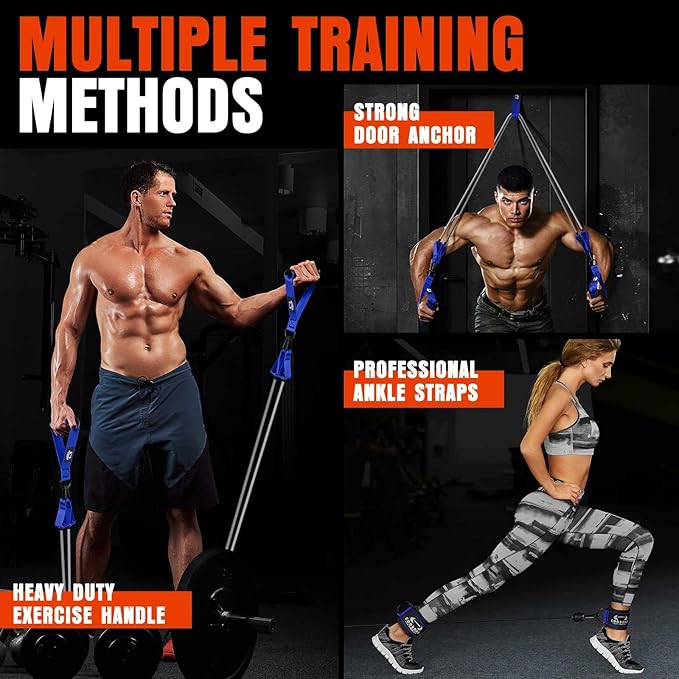 Heavy Resistance Bands for Working Out, 300LBS Exercise Bands with Handles, Workout Bands for Men, Weight Fitness Bands Set for Muscle Training, Strength, Slim, Yoga, Home Gym Equipment - Bloomnest
