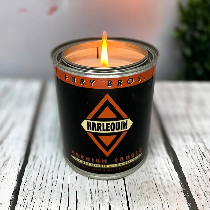 Fury Bros. Scented Candles for Men | Harlequin | Absinthe & Black Cedar | Natural Soy Wax | Hand-Poured in The USA | Long 70-80 Hour Burn (12.5 oz) | Vintage-Inspired Tin Design | Dad Home Gift - Bloomnest