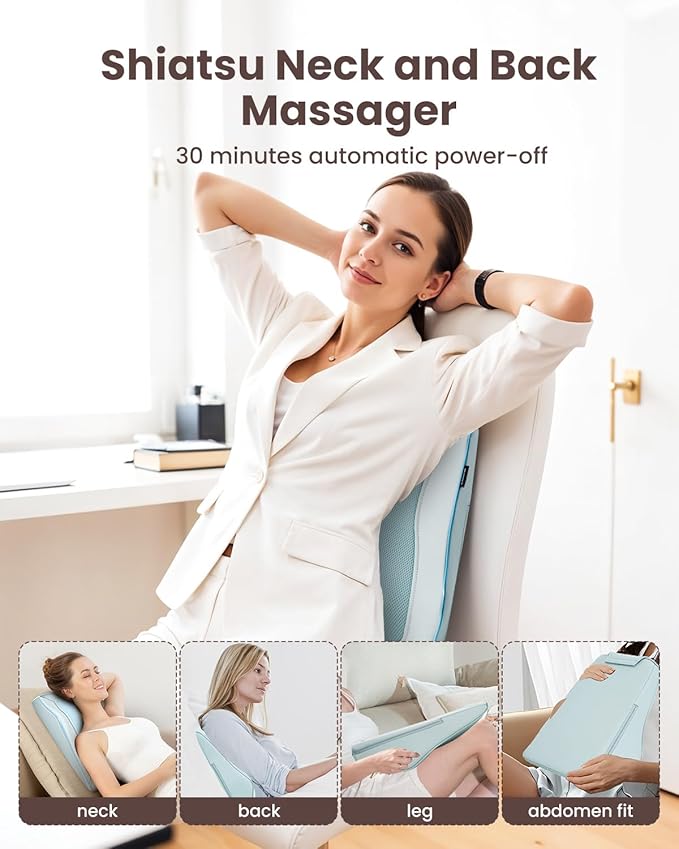 COMFIER Shiatsu Back Massager with Heat, Neck and Back Massager for Pain Relief Deep Tissue,Gift for Men Women Home Office Use-Blue - Bloomnest