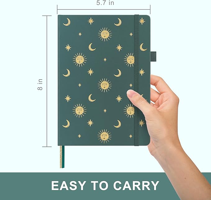 &And Per Se Lined Journal Notebook, 160 Pages, A5 5.7 x 8 inches College Ruled Thick Paper Notebook Journals for Writing, Hardcover Notebooks for Women Men Office School (Celestial Green)