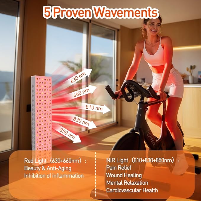 Red Light Therapy Panel for Full Body 200W 5 Wavement 150 Dual Chip LEDs 630+660+810+830+850nm Red and Near Infrared Lamp Therapy Device with Timer & Stand Pain Relief Face Skin Health Sleep Bloomnest
