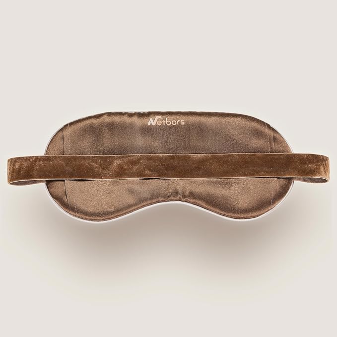 22mm Mulberry Silk Beauty Sleep Mask with Velvet Band & Travel Pouch, Light Blocking, Hair & Skin Friendly, Brown African Totem Print, Gift Packaging - Bloomnest