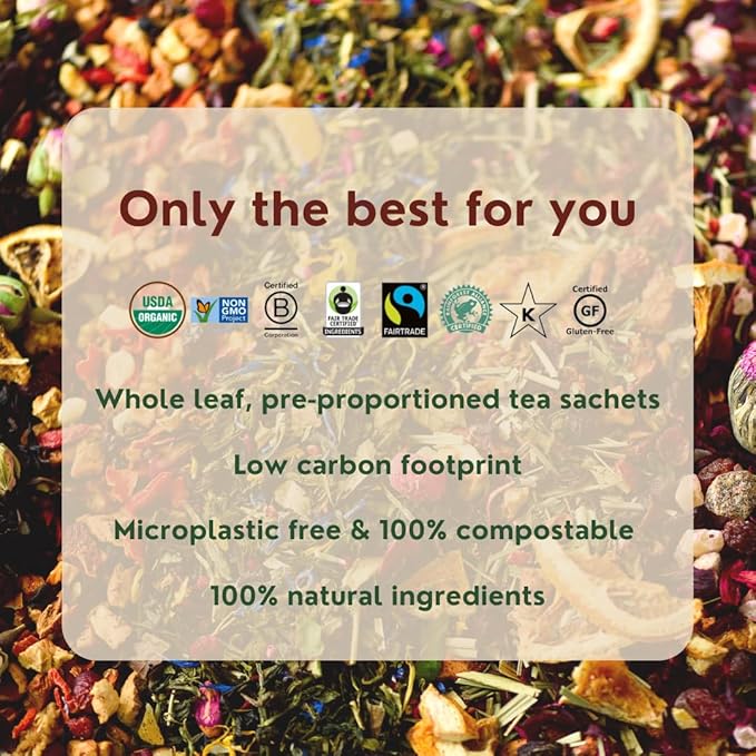 Tea Sampler Gift Set - Self Care Pack - 18 Assorted Organic Tea Bags - Supports Energy, Mood, Restful Sleep and Overall Wellness - Chamomile, Black, Chai, Rooibos, and More - Best Holiday Gifts 2024 - Bloomnest