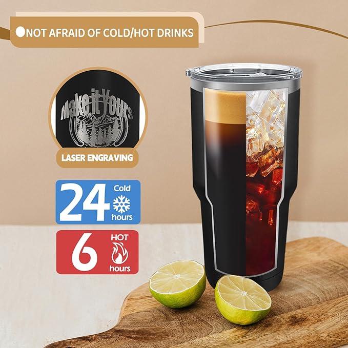 YOUKE OLA 12 Pack Insulated Tumbler Powder Coated Stainless Steel Double Wall Vacuum Travel Coffee Tumbler Cup with Lid and Straw for Laser Engrave DIY Gift 30oz Black