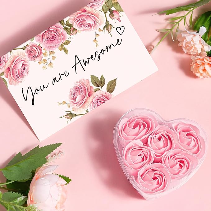 Birthday Gifts for Women Self Care Get Well Soon Gifts, Rose Relaxing Spa Gift Box Care Package Basket w/ Luxury Flannel Blanket 40 oz Tumbler, Valentines Day Gift for Her Wife Girlfriend Mom Sister