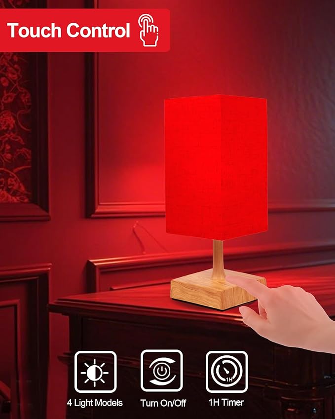 Red Light Night Light Lamp for Sleep, 670nm Red Nightlight Desk Lamp for Bedroom with Multi-Color and Brightness Options Remote Control USB Charging Elegant Design - Bloomnest