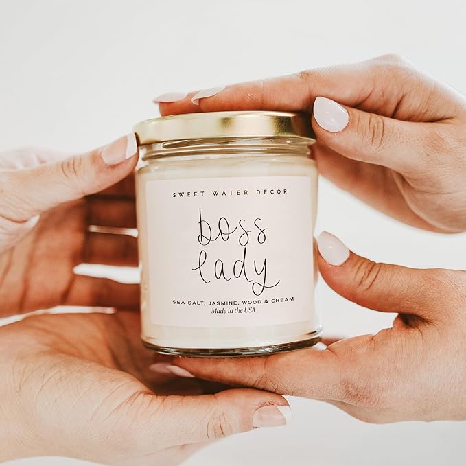 Sweet Water Decor Boss Lady Candle - Work Bestie, New Job Gifts for Her - Boss Gifts for Women - 9oz Clear Jar, 40+ Hour Burn Time - Made in The USA - Bloomnest