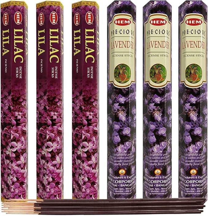 Lilac & Lavender Incense Sticks & Holder Bundle Variety Pack from Hem Trumiri Insense Insence